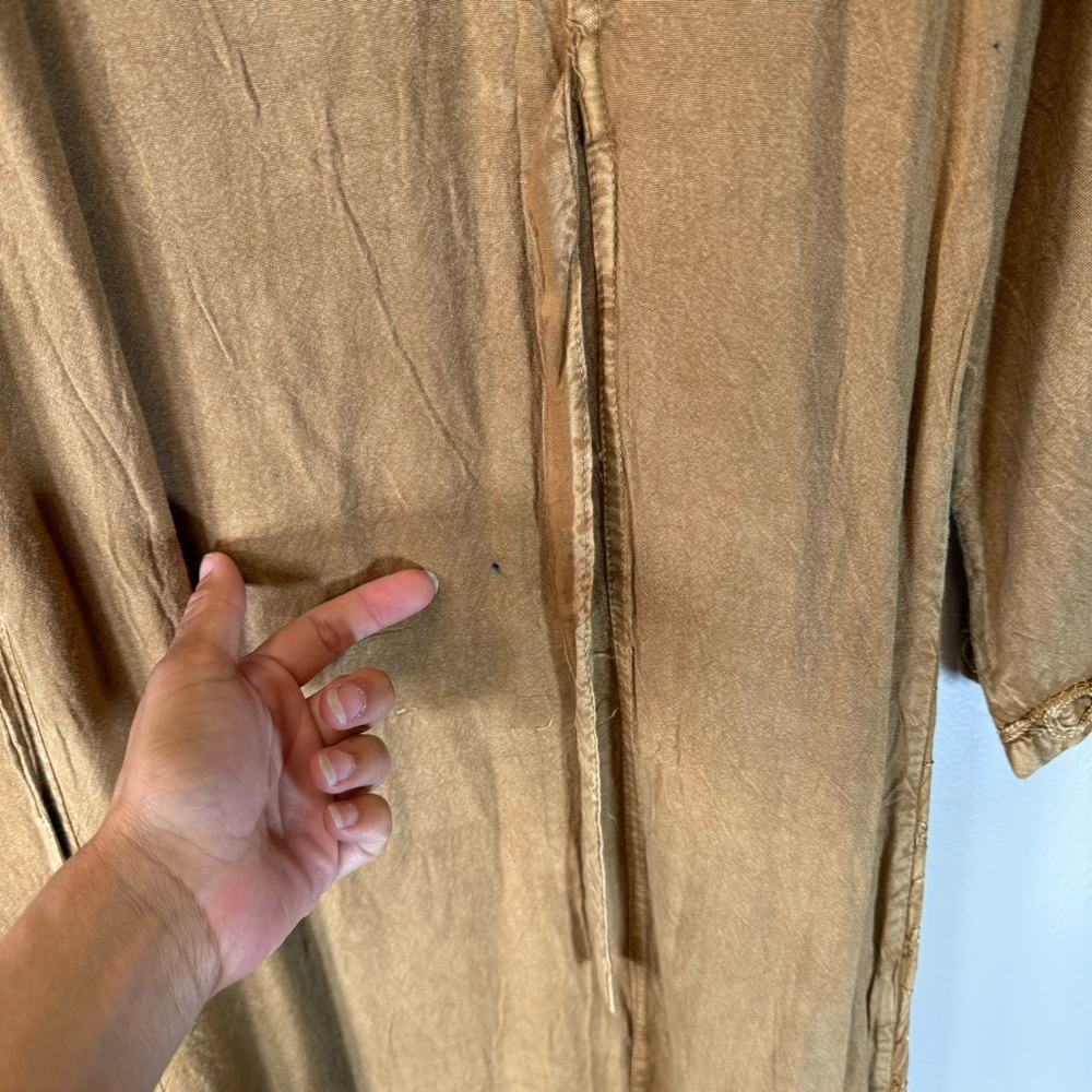 Vintage Bohemian Embroidered Maxi Dress Brown Velvet  Detail Large one size boho - Picture 13 of 13